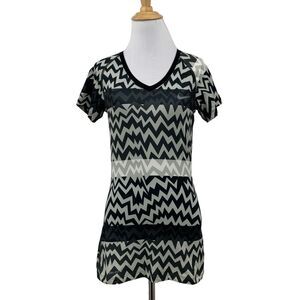 Nike Pro Shirt Women S Small Multi V Neck Fitted Dri Fit Stretch Short Sleeve